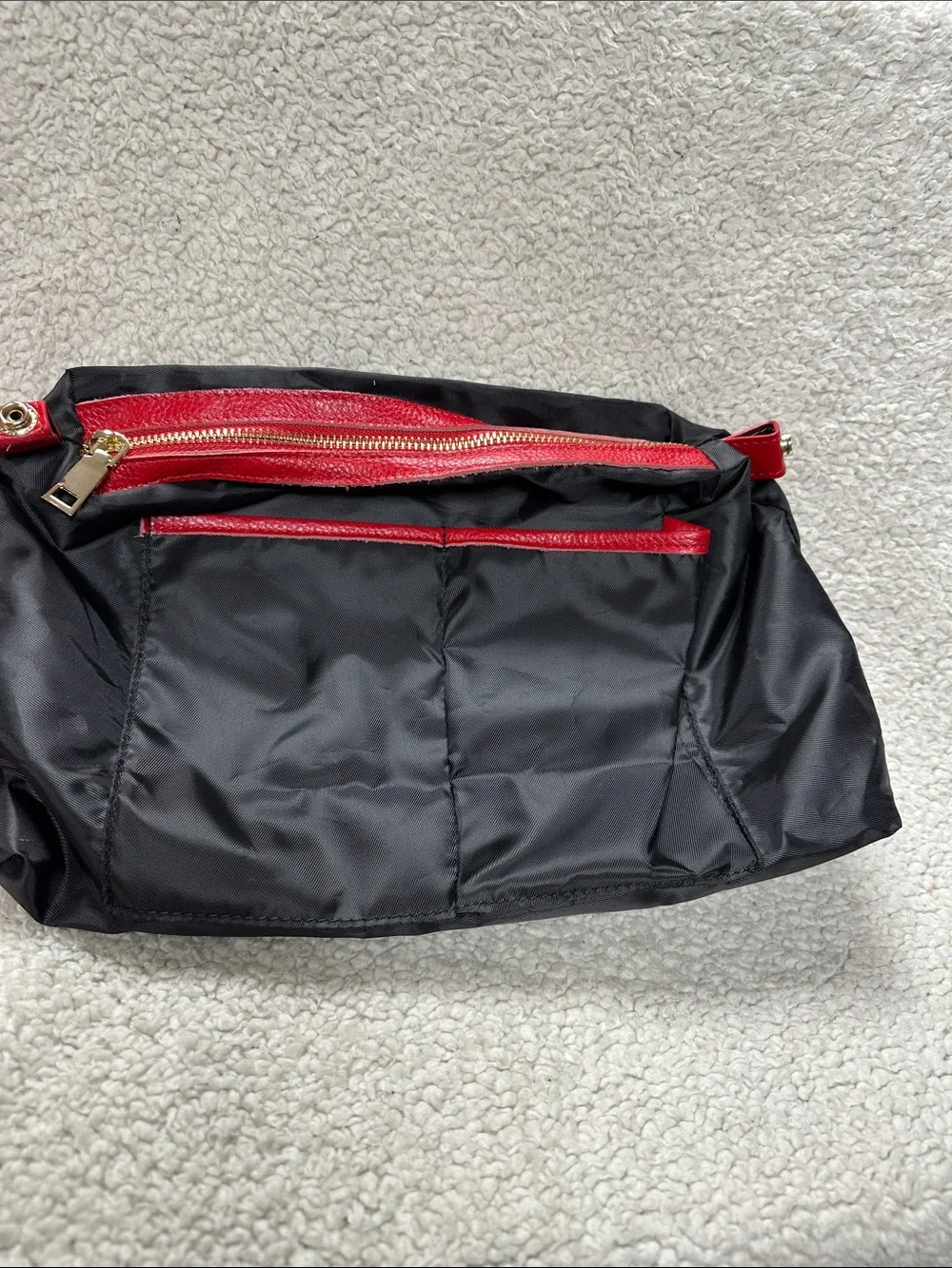 RED Genuine Leather  Commuter Handbag Tote Shoulder Crossbody, Removable Insert